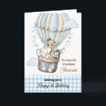 Grandsons Geburtstag Hot Air Ballon Gruß Karte<br><div class="desc">Grandsons Geburtstag Hot Air Ballon Grußkarte. Feiern Sie Ihren ersten Geburtstag mit diesen zauberhaften Aquarelltieren. Passen Sie es Ihrem Enkel an oder fügen Sie seinen Namen für eine personalisierte Touch hinzu. Diese Karte ist perfekt für Kinder, sie bringt fröhliche Wünsche und ein Gefühl des Staunens zu ihrer Geburtstagsfeier. Machen Sie...</div>
