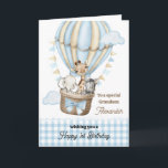 Grandsons Geburtstag Hot Air Ballon Gruß Karte<br><div class="desc">Grandsons Geburtstag Hot Air Ballon Grußkarte. Feiern Sie Ihren ersten Geburtstag mit diesen zauberhaften Aquarelltieren. Passen Sie es Ihrem Enkel an oder fügen Sie seinen Namen für eine personalisierte Touch hinzu. Diese Karte ist perfekt für Kinder, sie bringt fröhliche Wünsche und ein Gefühl des Staunens zu ihrer Geburtstagsfeier. Machen Sie...</div>