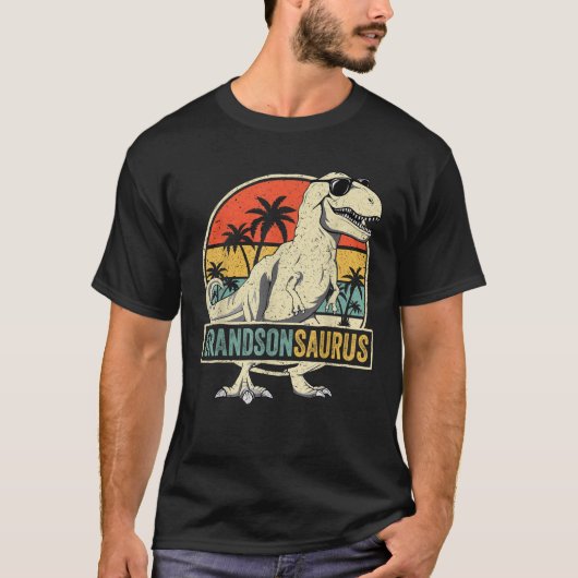 Grandsonsaurus T Rex Dinosaur Grandson Saurus Fami T-Shirt (Vorderseite)