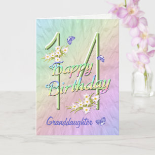 Grandtochter 14. Geburtstag Butterfly Garden Card Karte