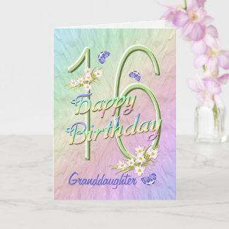 Grandtochter 16. Geburtstag Butterfly Garden Card Karte