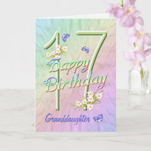 Grandtochter 17. Geburtstag Butterfly Garden Card Karte