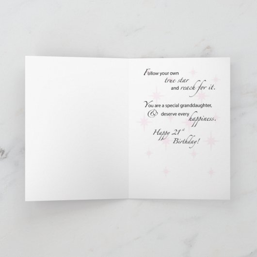 Grandtochter 21. Geburtstag Star Inspiration Karte (Innenseite)