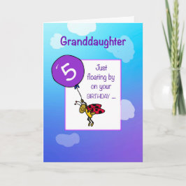 Grandtochter 5th Birthday Ladybug Balloon Karte