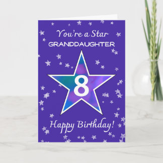 Grandtochter 8. Geburtstag Shining Star Lila Karte