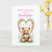 Grandtochter Age 3 Teddy Bear Karte (Gelbe Blume)