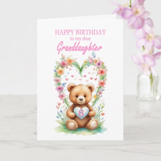 Grandtochter Alter 6 Teddy Bear Karte (Orchidee)
