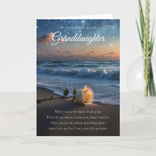 Grandtochter Beileid Condolences Strand und Rose Karte