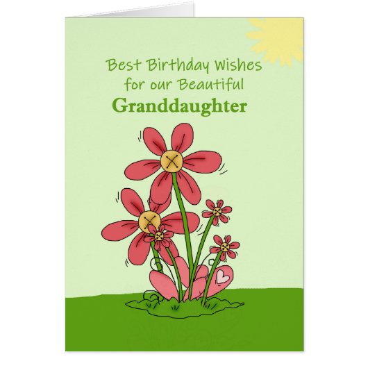 Grandtochter Best Birthday wünscht Blumen Gras (Vorne)