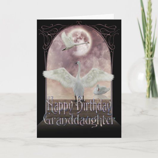 Grandtochter Birthday Card - Schwäne Karte (Vorderseite)