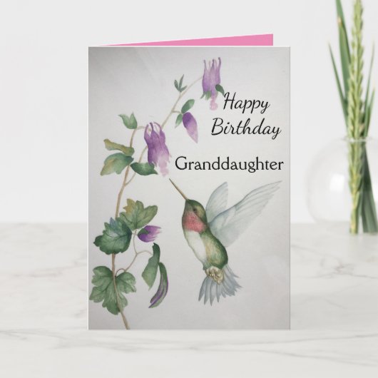 Grandtochter Birthday Hummingbird Garden Karte (Vorderseite)