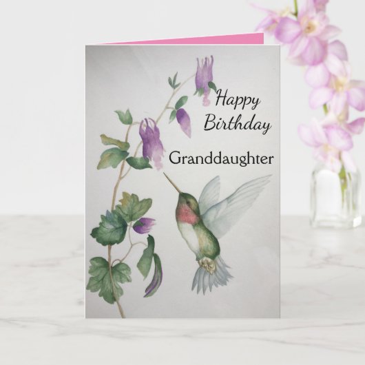 Grandtochter Birthday Hummingbird Garden Karte (Orchidee)