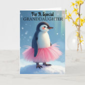 Grandtochter Birthday Niedlich Ballerina Penguin Karte (Gelbe Blume)