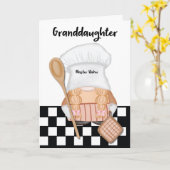 Grandtochter Birthday Whimsical Gnome Baker Karte (Gelbe Blume)