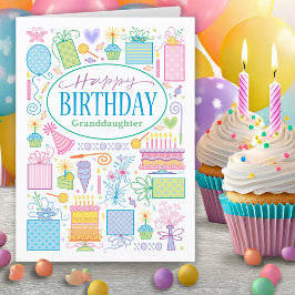 Grandtochter Bright Pastel Geburtstag Icons Card Karte