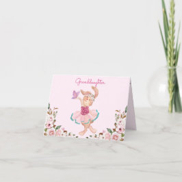 Grandtochter Bunny Ballerina Pink Girly Floral Feiertagskarte