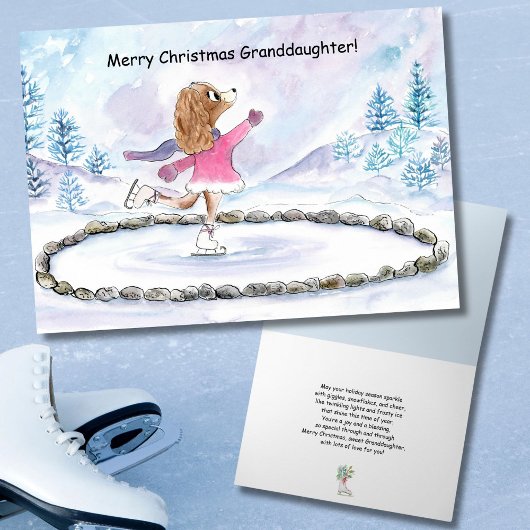 Grandtochter Christmas Dog Ice Skaten Karte