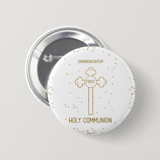 Grandtochter Erste heilige Kommunion Gold Look Cro Button (Vorne & Hinten)