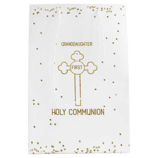 Grandtochter Erste heilige Kommunion Gold Look Cro Mittlere Geschenktüte (Vorderseite)