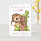 Grandtochter Erstgeburt Niedliche Löwenfoto-Karte Karte (Gelbe Blume)