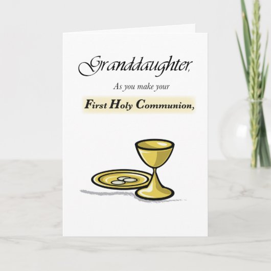 Grandtochter First Communion Gold Chalice, Paten Karte (Vorderseite)