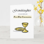 Grandtochter First Communion Gold Chalice, Paten Karte (Gelbe Blume)