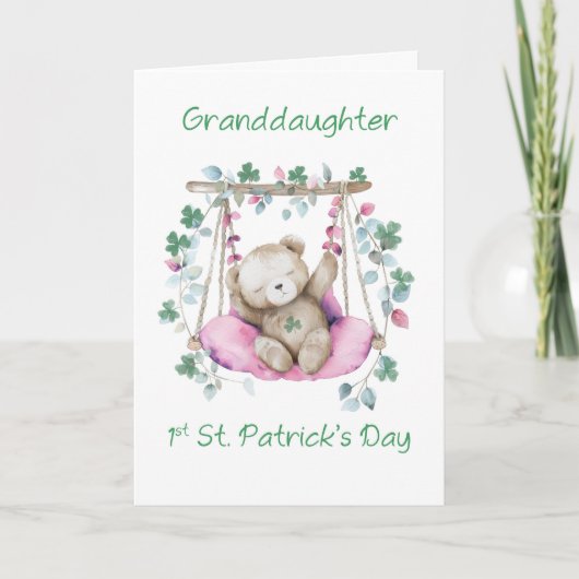 Grandtochter First St Patricks Day Sweet Bear Karte (Vorderseite)