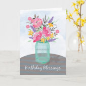 Grandtochter Geburtstagsblessings Jar Vase Blume Karte (Gelbe Blume)