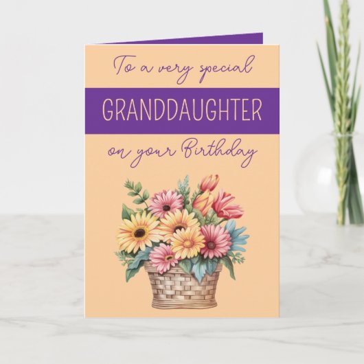 Grandtochter Gerberorange lila Geburtstag Karte (Vorderseite)