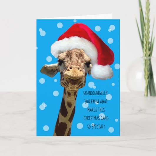 Grandtochter Giraffe Weihnachtskarte Karte (Vorderseite)