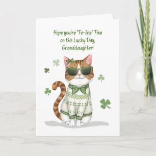 Grandtochter Girl Cat Sonnenbrille St Patricks Day Karte