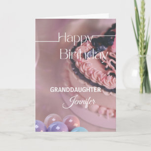 Grandtochter Happy Birthday Balloon Cake Karte