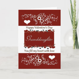 Grandtochter Happy Valentine's Day Hearts/Wirbel Feiertagskarte
