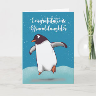 Grandtochter Herzlichen Glückwunsch Pinguin Jumpin Karte