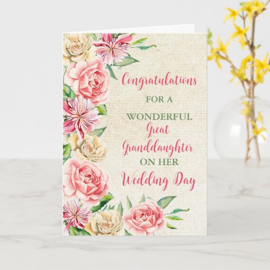 Grandtochter Hochzeitstag Herzlichen Glückwunsch Karte (Gelbe Blume)