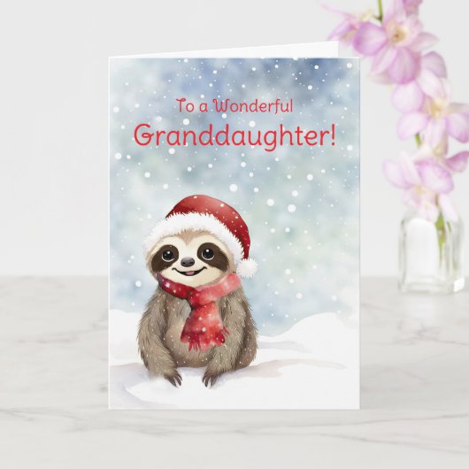 Grandtochter Niedlich Sloth Animal Christmas Karte (Orchidee)