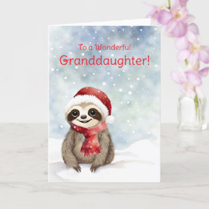 Grandtochter Niedlich Sloth Animal Christmas Karte