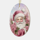 Grandtochter Pink Christmas Rose Bouquet Santa Keramik Ornament (Links)