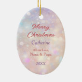 Grandtochter Pink Christmas Rose Bouquet Santa Keramik Ornament (Hinten)