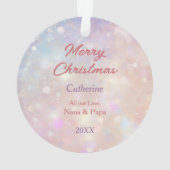 Grandtochter Pink Christmas Rose Bouquet Santa Ornament (Rückseite)