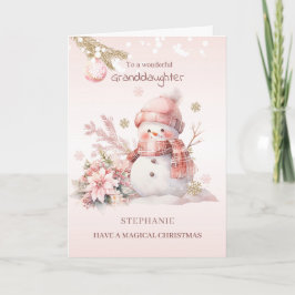 Grandtochter Pink Weihnachtsschneemännchen Feiertagskarte