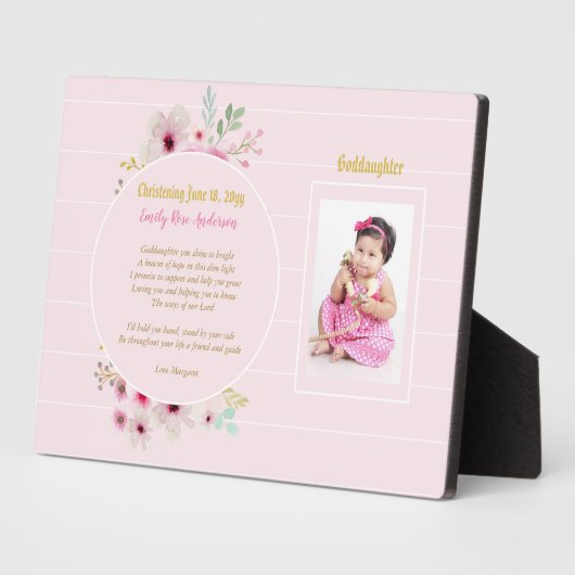 Grandtochter POEM Christening FOTO Rosa Blume Fotoplatte (Seite)