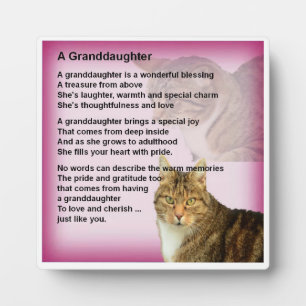 Grandtochter Poem Plaque - Cat Design Fotoplatte