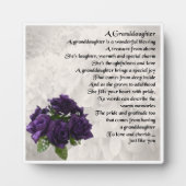 Grandtochter Poem Plaque - Lila Rose - Design Fotoplatte (Vorderseite)
