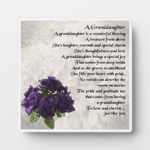 Grandtochter Poem Plaque - Lila Rose - Design Fotoplatte