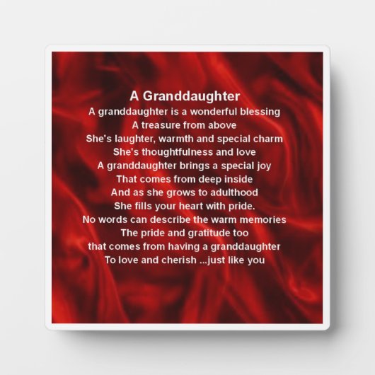 Grandtochter Poem Plaque - Red Silk Design Fotoplatte (Vorderseite)