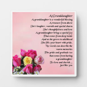 Grandtochter Poem Plaque - Rose Design Fotoplatte