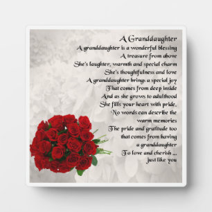 Grandtochter Poem Plaque - Rote Rosen Design Fotoplatte