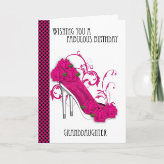Grandtochter Trendy Shoe und Rose Geburtstag Greet Karte