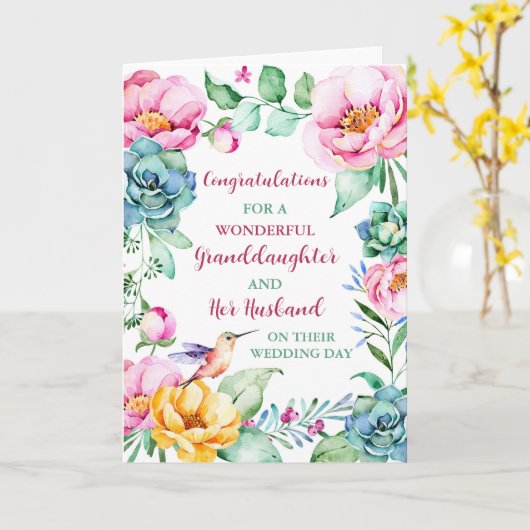 Grandtochter und ihr Ehemann gratulieren Karte (Gelbe Blume)